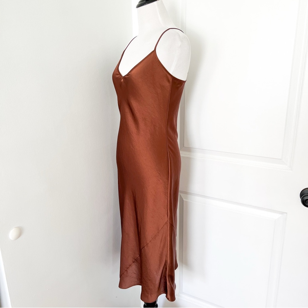 Aritzia Satin Slip Midi Dress in Brown - XS - Picture 2 of 4